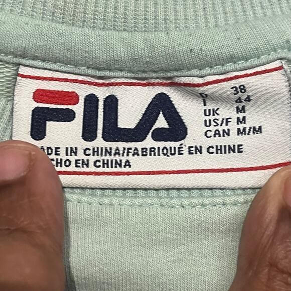 Fila Mint Green Sweatshirt Womens Medium Long Sleeve‎ Crew Neck Graphic Logo - Picture 4 of 7